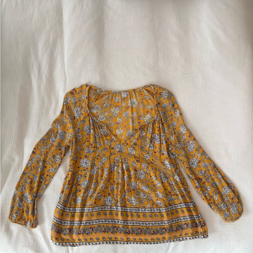 Old Navy Yellow Floral Blouse